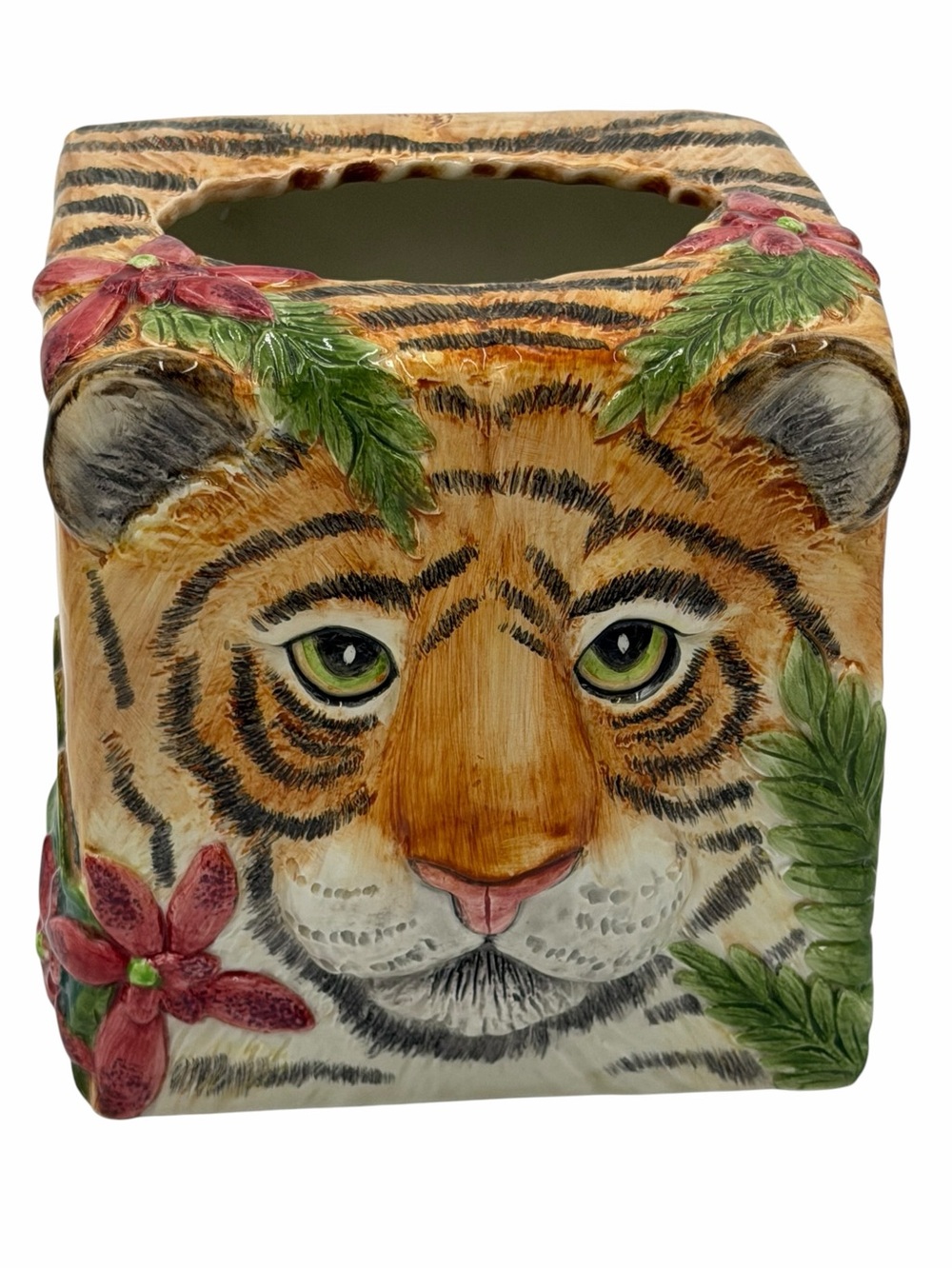 Fitz Floyd Serengeti Tiger tissuebox Holder.